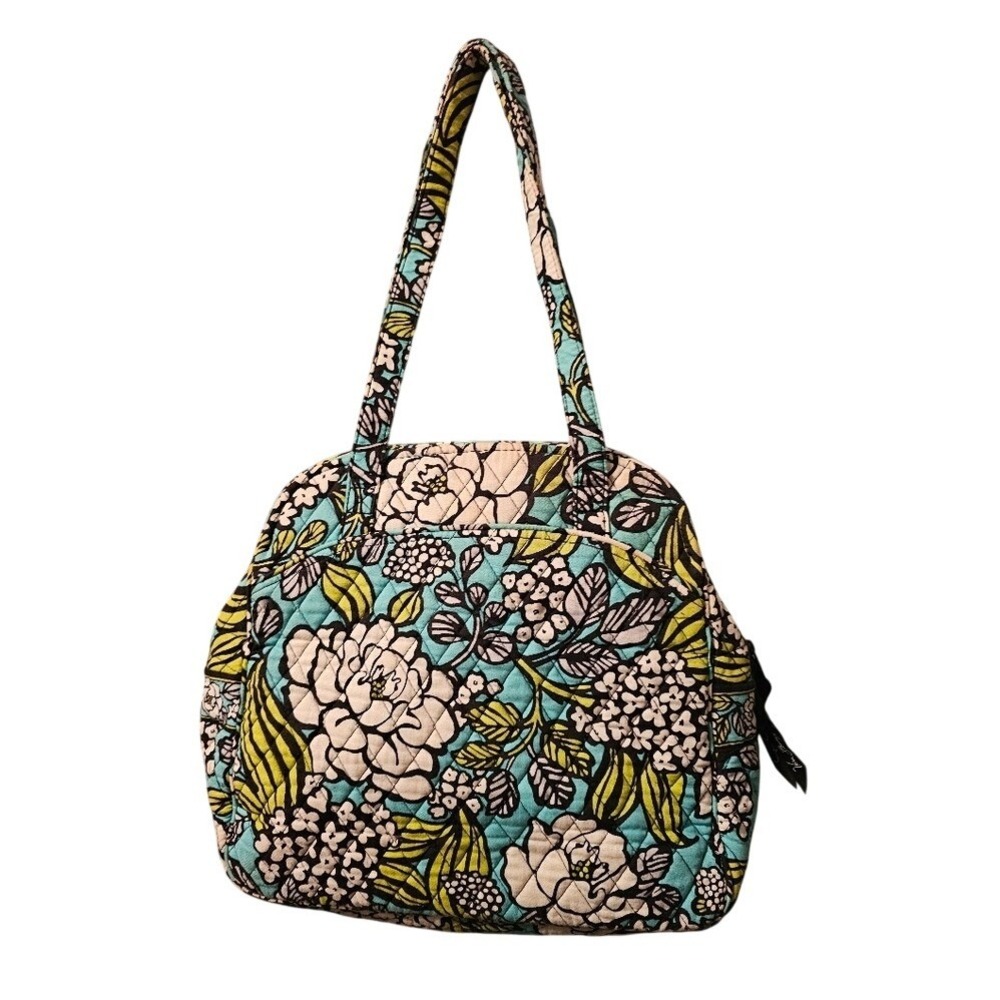 Vera‎ Bradley Night and Day Floral Quilted Cotton Shoulder Bag Teal Green Black